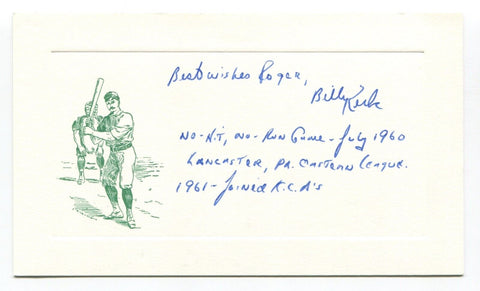 Bill "Billy" Kirk Signed Card Autograph MLB Baseball Roger Harris Collection