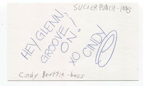 Sucker Punch - Cindy Beattie Signed 3x5 Index Card Autographed Signature