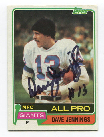 1981 Topps Dave Jennings Signed Card Football Autographed #110