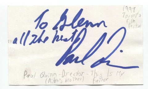 Paul Quinn Signed 3x5 Index Card Autographed Director Actor