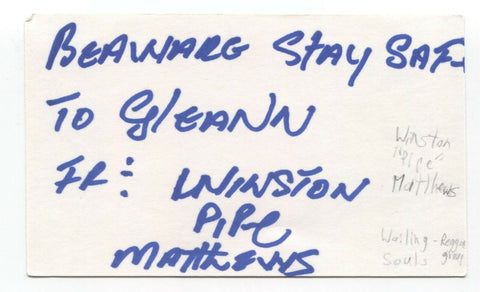 Winston "Pipe" Matthews Signed 3x5 Index Card Autograph The Wailing Souls