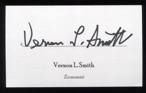 Vernon L. Smith Signed 3x5 Index Card Signature Autographed Economist