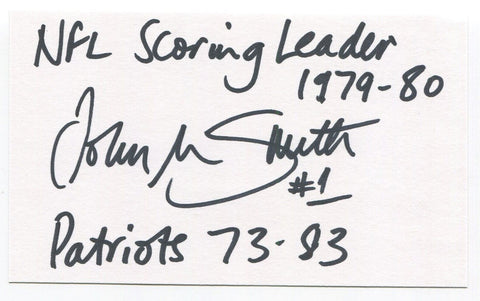 John Smith Signed 3x5 Index Card Autographed NFL Football New England Patriots