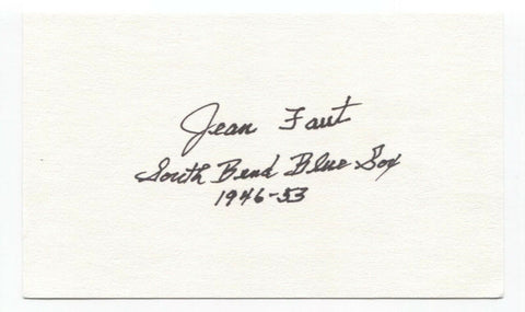 Jean Faut Signed 3x5 Index Card Autographed Baseball AAGPBL