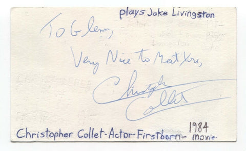Christopher Collet Signed 3x5 Index Card Autographed Signature Actor