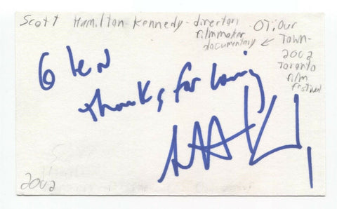 Scott Hamilton Kennedy Signed 3x5 Index Card Autographed Signature Director