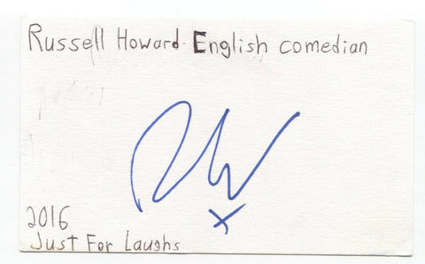 Russell Howard Signed 3x5 Index Card Autographed Signature Comedian Comic Actor