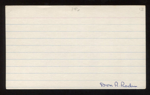 Don Rader Signed 3x5 Index Card Autographed Vintage Baseball Signature