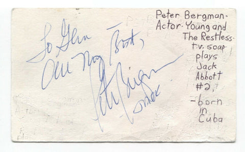 Peter Bergman Signed 3x5 Index Card Autographed Signature Soap Opera Actor