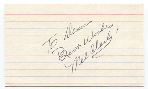 Mel Clark Signed 3x5 Index Card Baseball Autographed Signature
