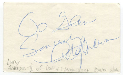 Leroy Anderson Signed 3x5 Index Card Autographed Tommy Hunter Show