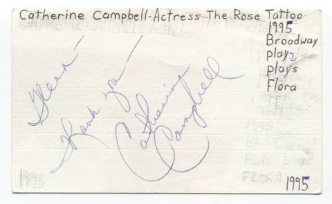 Catherine Campbell Signed 3x5 Index Card Autographed Signature Wonder Woman