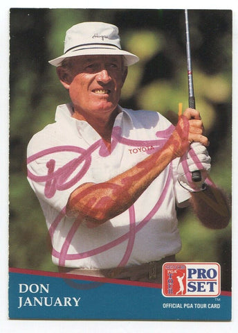 1991 Pro Set PGA Tour Golf Don January Signed Card Autographed #204