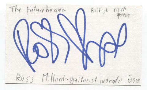 Ross Millard Signed 3x5 Index Card Autographed Signature The Futureheads Singer