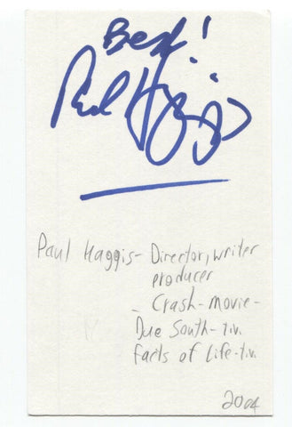 Paul Haggis Signed 3x5 Index Card Autographed Director Million Dollar Baby Crash