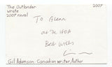 Gil Adamson Signed 3x5 Index Card Autographed Signature Author Writer