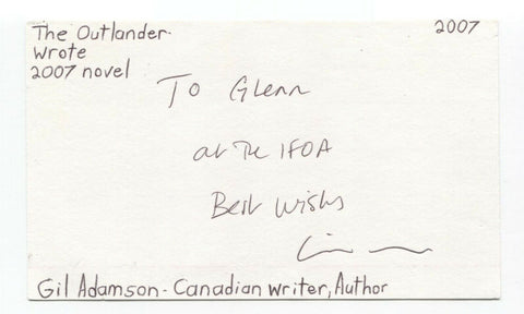 Gil Adamson Signed 3x5 Index Card Autographed Signature Author Writer