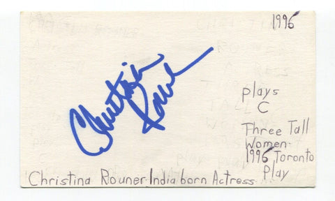 Christina Rouner Signed 3x5 Index Card Autographed Actress Law And Order