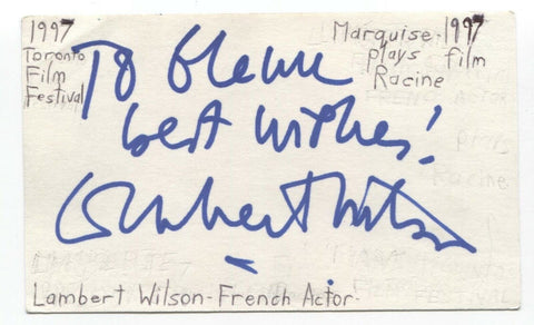 Lambert Wilson Signed 3x5 Index Card Autographed Signature Actor The Matrix