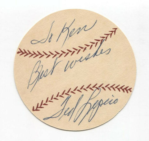 Ted Lepcio Signed Paper Baseball Autographed Signature Boston Red Sox