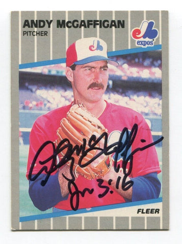 1989 Fleer Andy McGaffigan Signed Card Baseball MLB Autographed AUTO #386