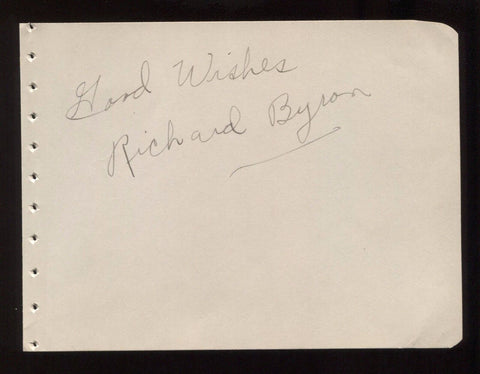 Richard Byron Signed Album Page Autographed in 1944 Signature