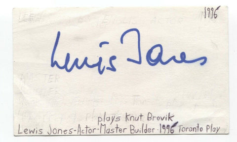 Lewis Jones Signed 3x5 Index Card Autographed Signature Actor