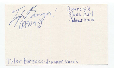 Downchild Blues Band - Tyler Burgess Signed Index Cut 3x5 Card Autographed Drums