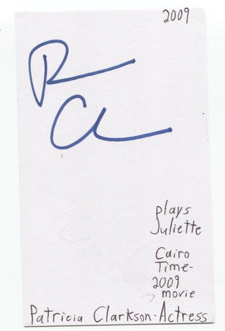 Patricia Clarkson Signed 3x5 Index Card Autographed Signature The Untouchables