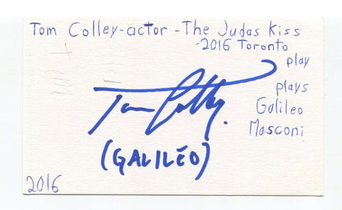 Tom Colley Signed 3x5 Index Card Autographed Actor Maleficent EastEnders