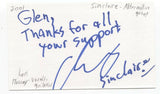 Sinclaire - Ian Murray Signed 3x5 Index Card Autographed Signature Band