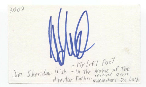 Jim Sheridan Signed 3x5 Index Card Autograph Signature Playwright Director