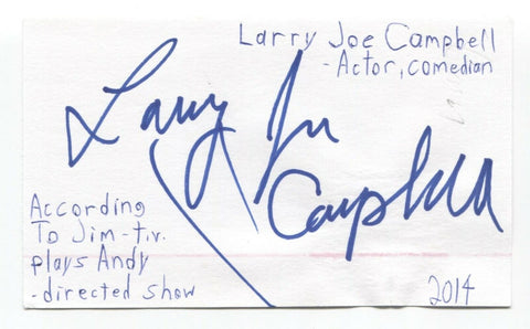 Larry Joe Campbell Signed 3x5 Index Card Autographed Signature Actor Comedian