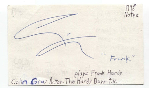 Colin Keith Gray Signed 3x5 Index Card Autographed Signature Actor Director