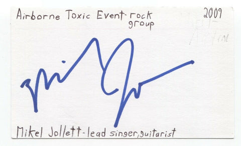 Mikel Jollett Signed 3x5 Index Card Autographed The Airborne Toxic Event