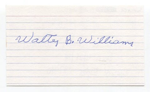 Walter "Buddy" Williams Signed 3x5 Index Card Autograph Baseball Newark Eagles