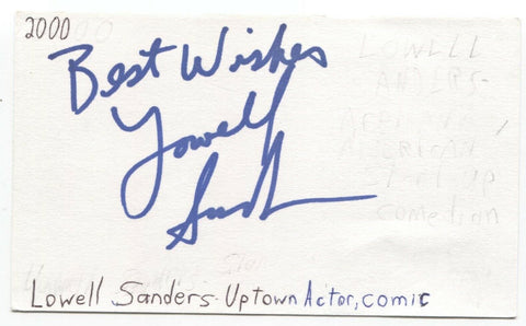 Lowell Sanders Signed 3x5 Index Card Autographed Signature Comedian Actor