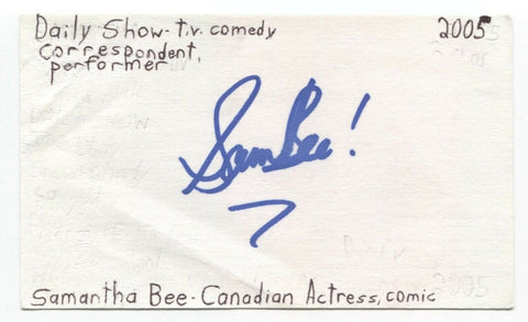 Samantha Bee Signed 3x5 Index Card Autographed Signature Full Frontal