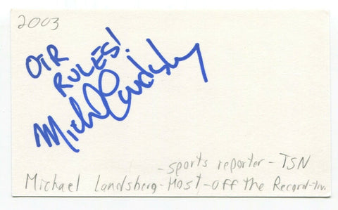 Michael Landsberg Signed 3x5 Index Card Autographed Canadian Sports Journalist