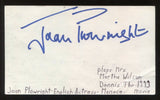 Joan Plowright Signed 3x5 Index Card Autographed Signature