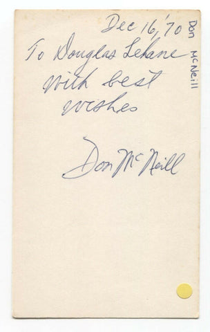 Don McNeill Signed 3x5 Index Card Autographed Signature Tennis HOF Hall of Fame