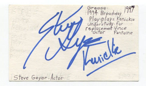 Steve Geyer Signed 3x5 Index Card Autograph Actor Grease Broadway Play