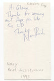 Claudia's Cage - Nancy Raich Signed 3x5 Index Card Autographed Signature