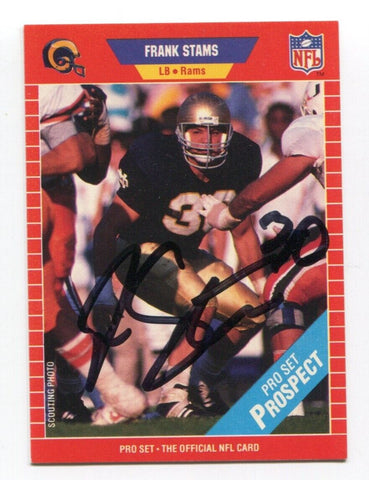 1989 NFL Pro Set Frank Stams Signed Card Football Autograph NFL AUTO #528
