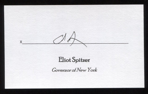 Eliot Spitzer Signed 3x5 Index Card Autographed Signature Governor