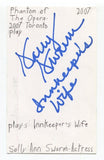 Sally Ann Swarm Signed 3x5 Index Card Autographed Actress Cats Phantom