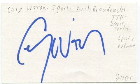 Cory Woron Signed 3x5 Index Card Autograph Signature Sportscaster Sportscentre