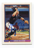 1991 Bowman Greg Olson Signed Card Baseball MLB Autograph AUTO #577