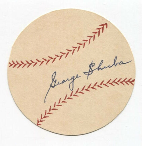 George Shuba Signed Paper Baseball Autographed Signature Brooklyn Dodgers