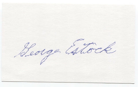 George Estock Signed 3x5 Index Card Baseball Autographed Signature